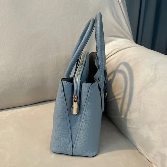 Kate Spade Margaux Medium Satchel Crossbody Bag in Blue with Silver Hardware - Picture 4 of 17